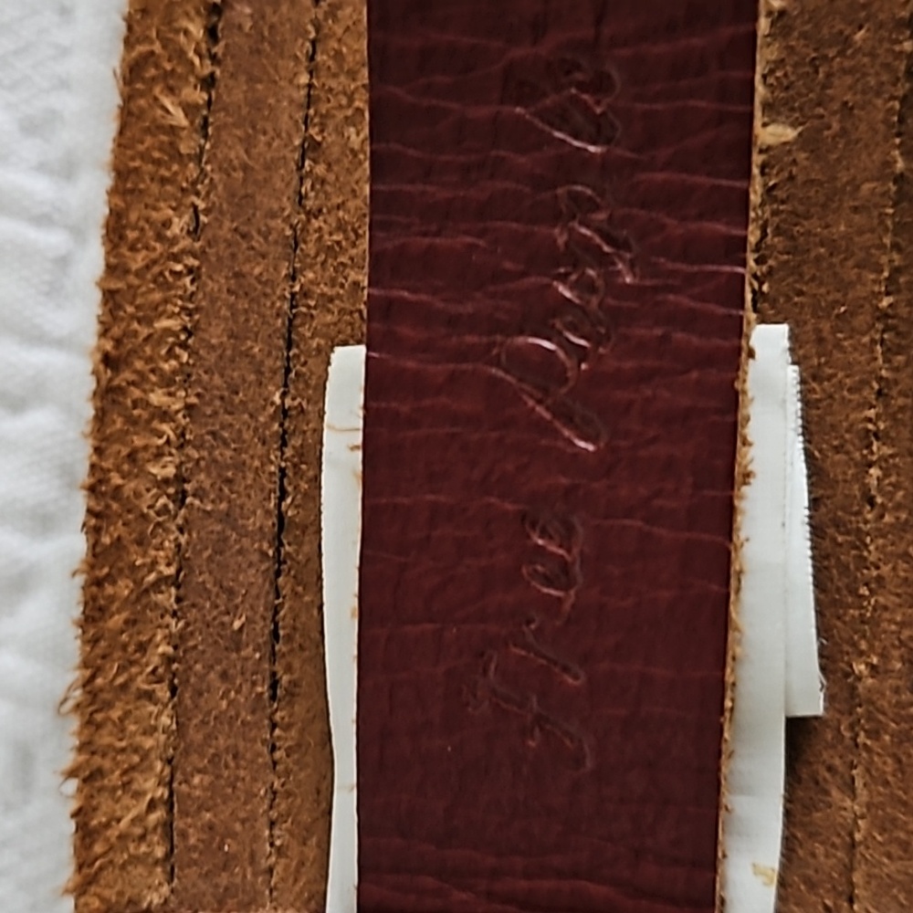 FREE PEOPLE Brown leather boho belt with Silvertone hardware - Picture 3 of 8